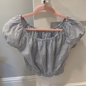 puff sleeve striped Hollister top